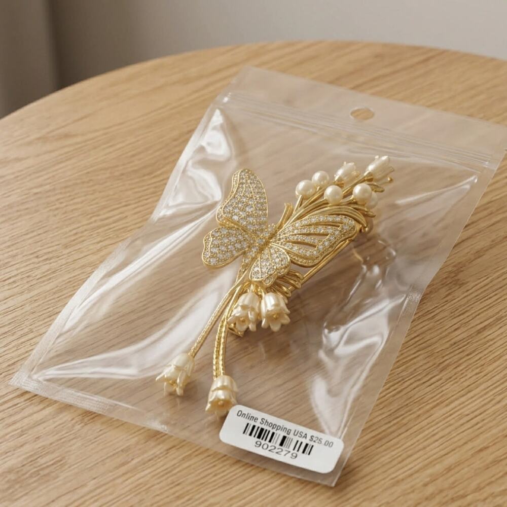 NEW Elegant Large Butterfly Wedding Bridal Hair Clip Rhinestones Faux Pearls